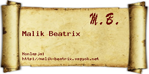 Malik Beatrix névjegykártya